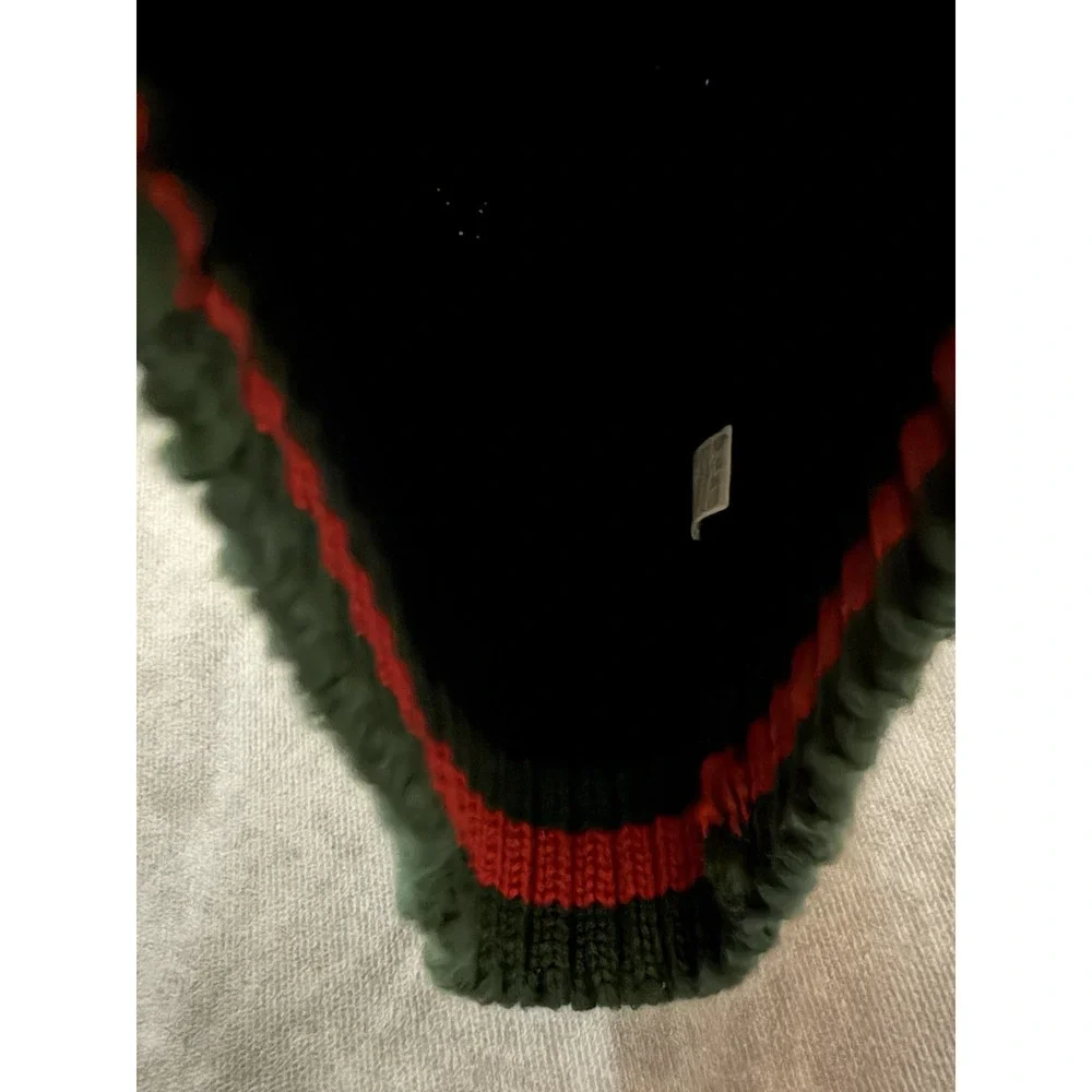 Gucci Men's Black Red/Green Striped Knit Beanie Hat, One Size